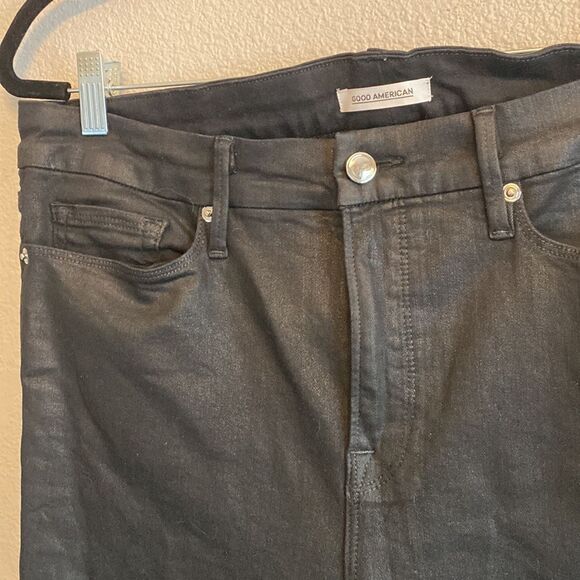 NWOT- GOOD AMERICAN- Good Leg- shiny black- Size 15/33 - Picture 3 of 9